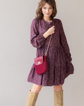 Mini Elegant Bag - bordo ze złotym łańcuszkiem, Craftbags