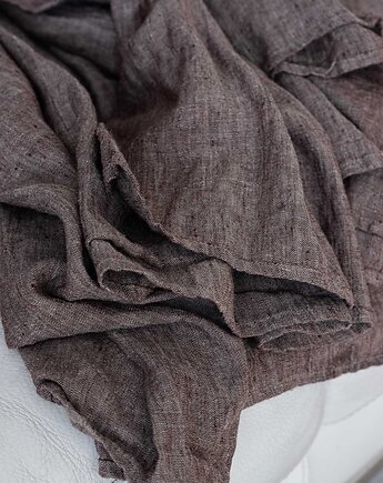 Zasłona z Miękkiego Lnu Stonewashed  - nut brown, LUMIO