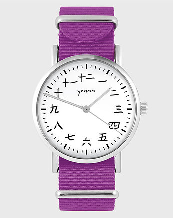 Zegarek - Kanji - amarant, nylonowy, OSOBY - Prezent dla dziewczynki