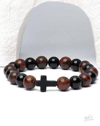 Energia Ukryta w Obsydianie i Onyksie-Unikatowa Bransoletka, Black Mamba Jewelry