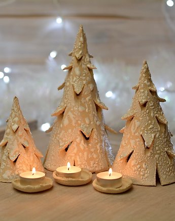 Zestaw świąteczny choinki ceramiczne, GOceramika