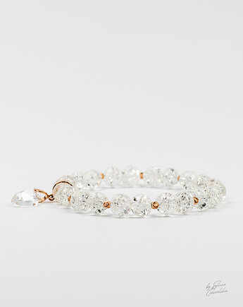 Unikatowa Bransoletka Damska z Kamieni Naturalnych Kwarc Lodowy, Black Mamba Jewelry