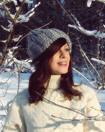 Szara czapka handmade beanie z wełną, Mademoiselle Patrini