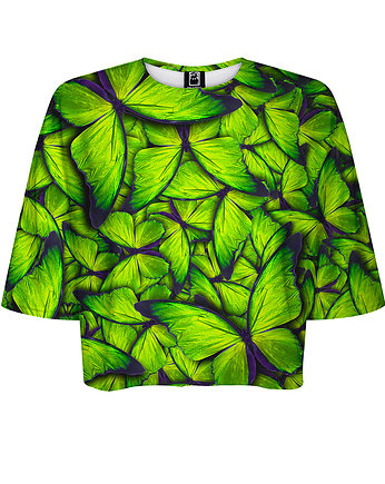 DR.CROW T-shirt Krótki CROP Motyle Green, DrCrow