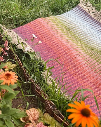 Ręcznie tkany wełniany dywan - Kwietna Łąka, Topole