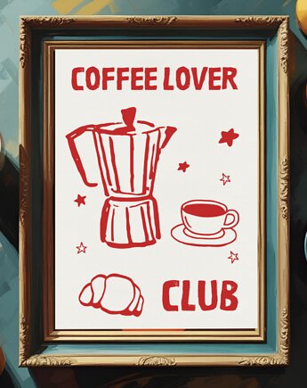 PLAKAT kawa, coffee lover club, prezent dla kawosza, black dot studio