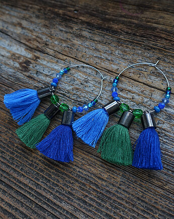 Boho kolczyki koła z chwostami, Mró Soutache