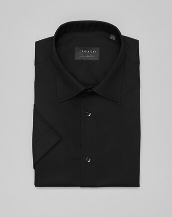 Męska koszula na krótki rękaw canosa 00493 czarny classic fit, OSOBY - Prezent dla Chłopaka