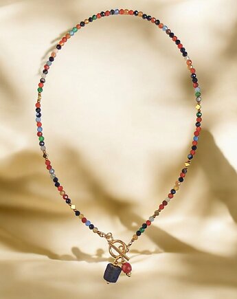 WYSYŁKA 24h : Agat jesienny : naszyjnik z karneolem i turmalinem, kaktusia