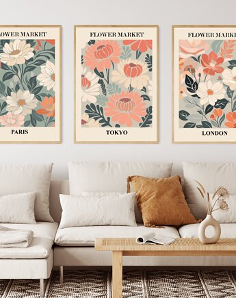 Plakaty Kwiaty, Plakaty do domu Paris London Tokyo Flowers Market, Wallie Studio Dekoracji