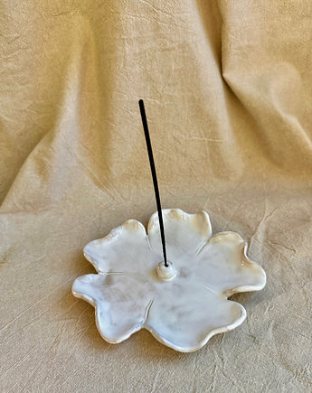 Podstawka stojak na kadzidełko Biały kwiat, Makatka Polka Ceramiczna
