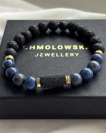 Bransoletka męska Sodalit  i Turmalin, Chmolowska Jewellery