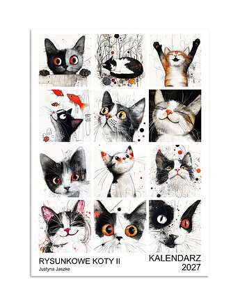 Kalendarz 2027 Rysunkowe Koty II, JBJart Justyna Jaszke