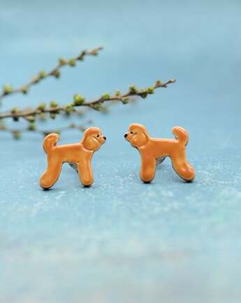 Pudel toy mini pieski - ceramiczne sylwetki kolczyki, Dorca