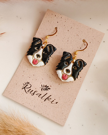 Kolczyki border collie z wizerunkiem pupila, biżuteria z pieskiem, psy, Dary Rusałki