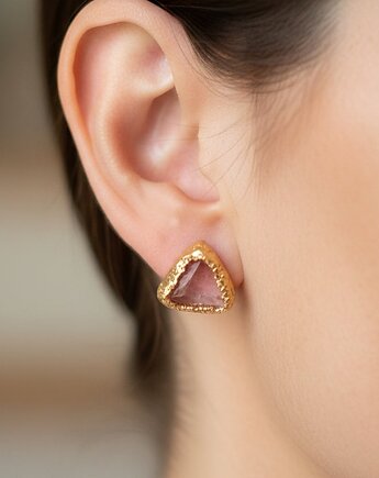 Kolczyki Sztyfty Kwarc Wiśniowy, TulipBIJOU