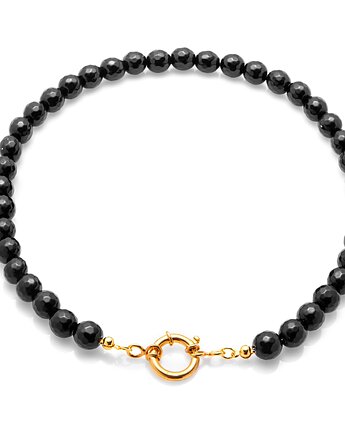 Choker z fasetowanych onyksów- srebro 925 pozłacane, Coccola JEWELLERY