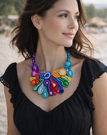 Kolorowy Bajkowiec - naszyjnik Soutache, Mró Soutache