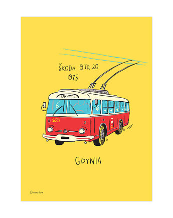 Plakat A4 Gdynia Trolejbus, Gliniana Kura