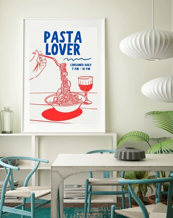 PLAKAT pasta, ozdoba do kuchni, foodie prezent, makaron, black dot studio