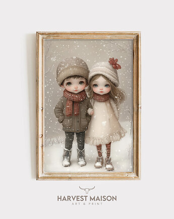 Plakat Świąteczny Dziewczynka 01, Harvest Maison