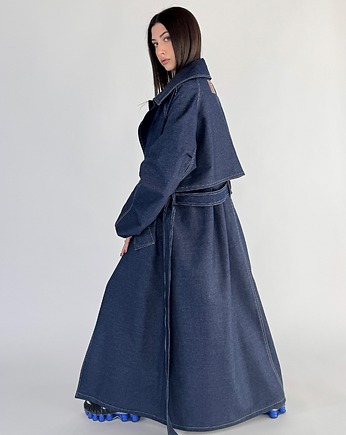 Trencz maxi oversize denim dark blue, REST Factory