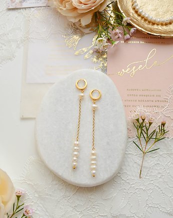 Kolczyki z perłami naturalnymi złocone, ZAMIŁOWANIA - Elegancki prezent