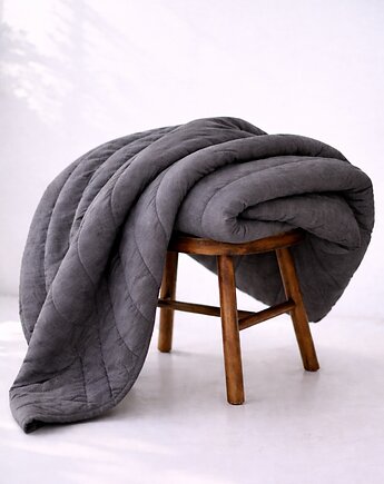 Lniana kołdra bezposzewkowa 140x200cm - ciemny szary