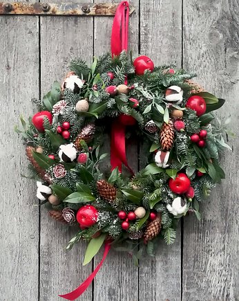 Wianek wieniec świąteczny XXL 50 cm z bawełną, FlodiaAtelier