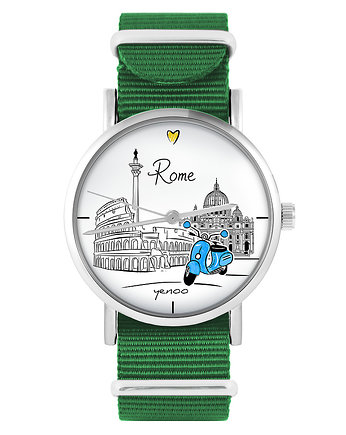 Zegarek - Rzym - zielony, nylonowy, yenoo