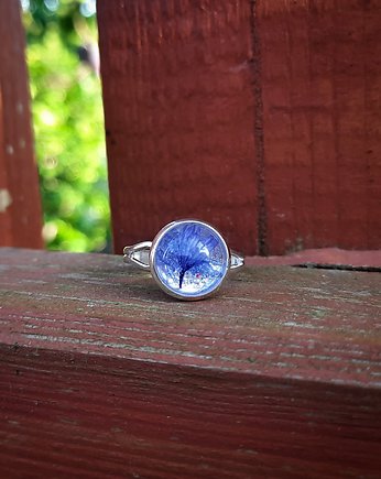Mikro pierścionek z chabrami, srebrny, Figa handmade accessories