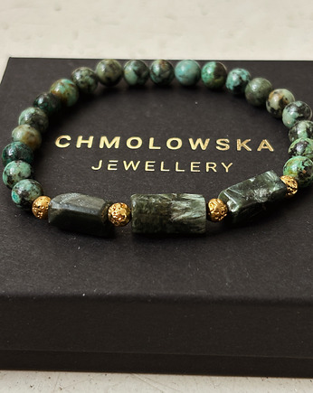 Bransoletka Męska Serafnit i Turkus Afrykański, Chmolowska Jewellery