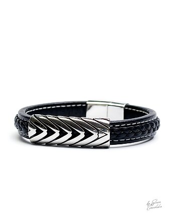 Unikatowa Męska Bransoletka ze Skóry Naturalnej., Black Mamba Jewelry