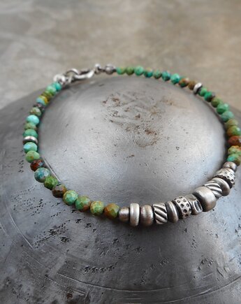 Bransoletka z turkusami srebro 925, Lahovska