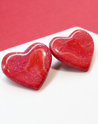 VALENTINE kolczyki czerwone serca sztyfty walentynki, Mintique