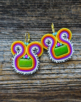 Nubi- Etniczne i kolorowe kolczyki soutache, Mró Soutache
