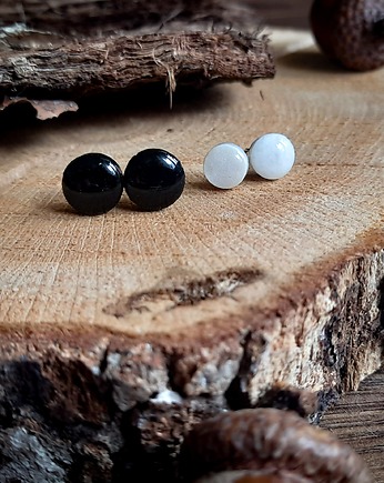 Kolczyki w parze, czerń/perła, Figa handmade accessories