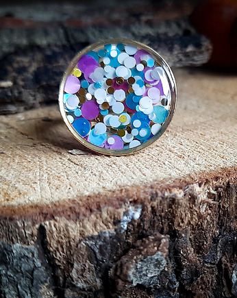 Pierścionek glam z drobinkami, Figa handmade accessories