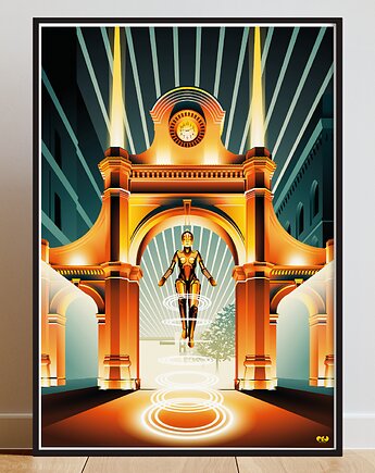 Brama Manufaktury - plakat z symbolem Łodzi, OKO MI SKOKO