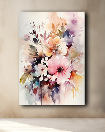 Polne kwiaty - Plakat - Olej, Boho, Abstrakcja, Black Sapphire Art