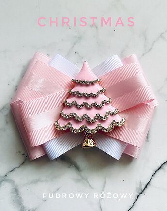 Modowa Brosza z Choinką  Pudrowy róż   Mikołajki Święta, Pudrowy Różowy