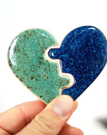 Ceramiczny magnes serce - prezent dla pary, 10FingersArt