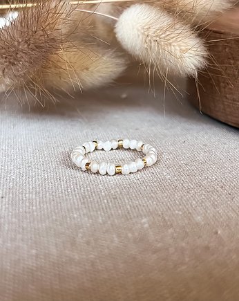Pierścionek elastyczny z perełek naturalnych, Martellie Jewellery