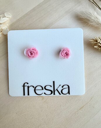 Kolczyki Różyczki - różowo-białe, freska