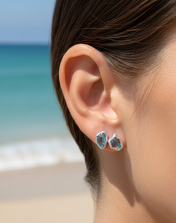 Kolczyki Sztyfty Kwarc Błękitny, TulipBIJOU