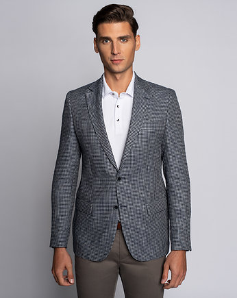 marynarka męska barga granatowy slim fit, BORGIO