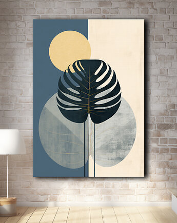 Abstrakcyjna monstera - Obraz na płótnie - Druk, Blejtrama - Loft #71, Black Sapphire Art