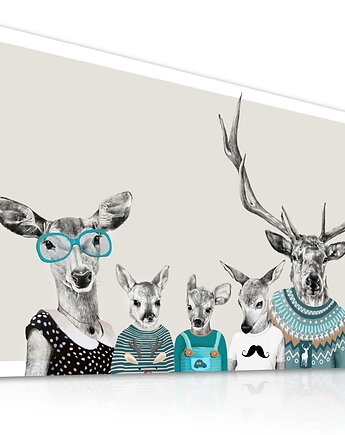 OBRAZ NA PŁÓTNIE - Rodzina z lasu 120x80cm, NOWdeco