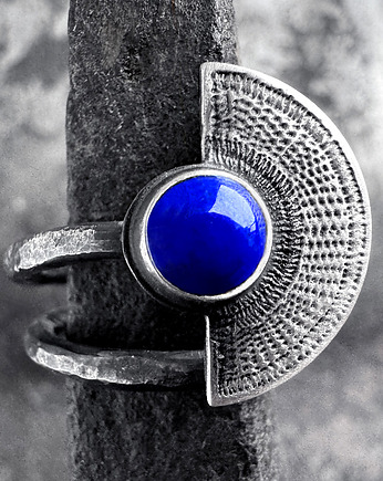 Orientalny pierścionek wachlarz z lapisem lazuli, SHAMBALA