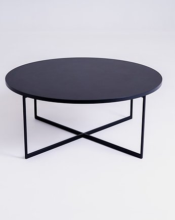 Designerski okrągły stolik kawowy NIKO 80 cm czarny podstawa X, CustomForm
